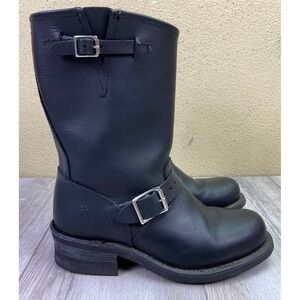 FRYE Engineer Biker Boots Womens 7.5 Black Leather Riding Boots USA MADE 77400